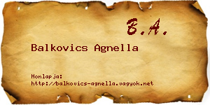 Balkovics Agnella névjegykártya